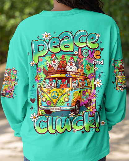 PEACE LOVE AND CLUCK CHICKENS ALL OVER PRINT - TY0907262