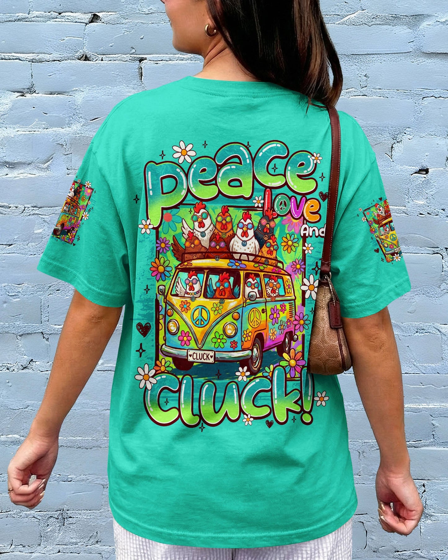 PEACE LOVE AND CLUCK CHICKENS ALL OVER PRINT - TY0907262