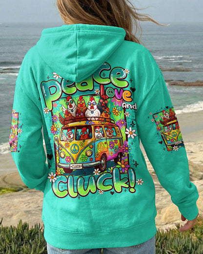 PEACE LOVE AND CLUCK CHICKENS ALL OVER PRINT - TY0907262