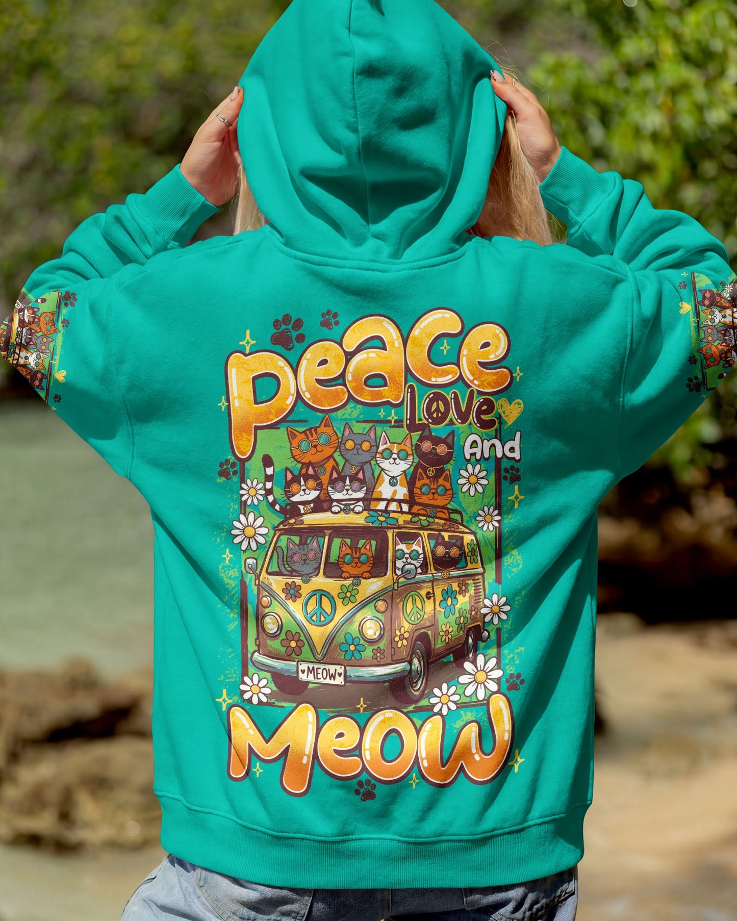 PEACE LOVE AND MEOW CATS ALL OVER PRINT - TY1906261