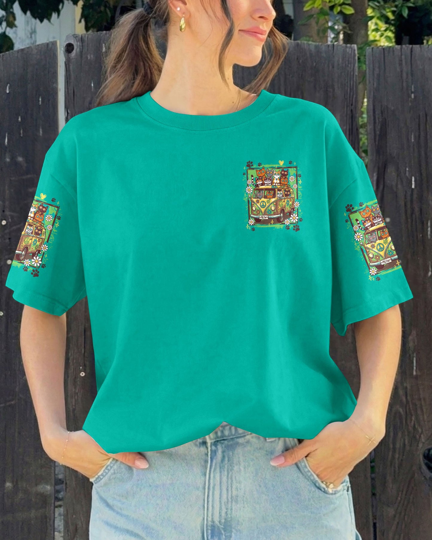 PEACE LOVE AND MEOW CATS ALL OVER PRINT - TY1906261