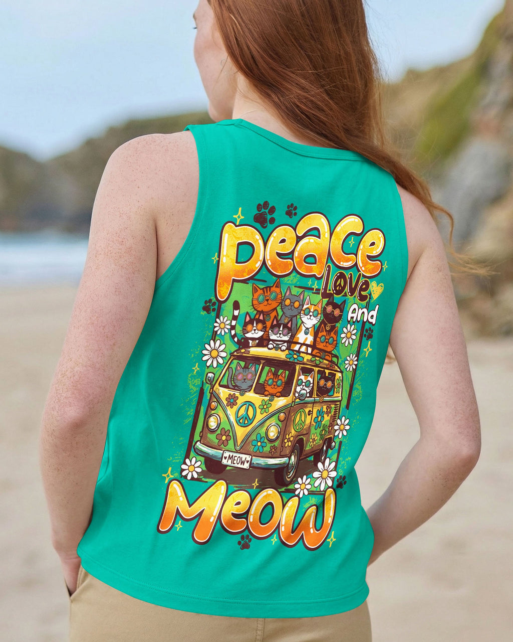 PEACE LOVE AND MEOW CATS ALL OVER PRINT - TY1906261