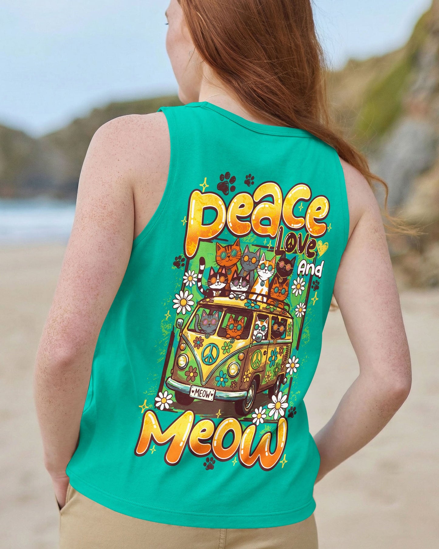 PEACE LOVE AND MEOW CATS ALL OVER PRINT - TY1906261