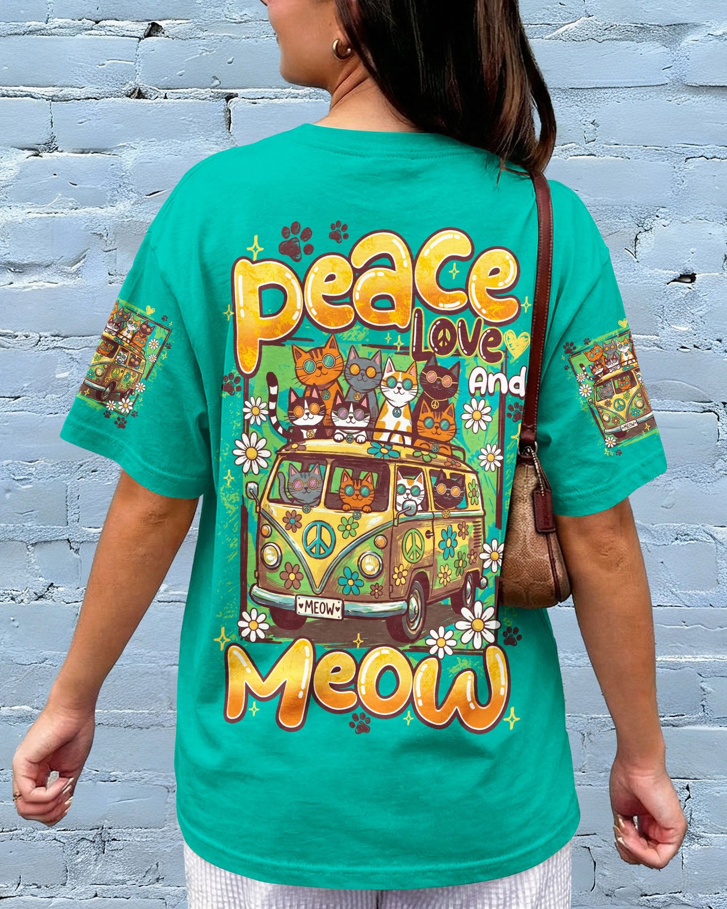 PEACE LOVE AND MEOW CATS ALL OVER PRINT - TY1906261
