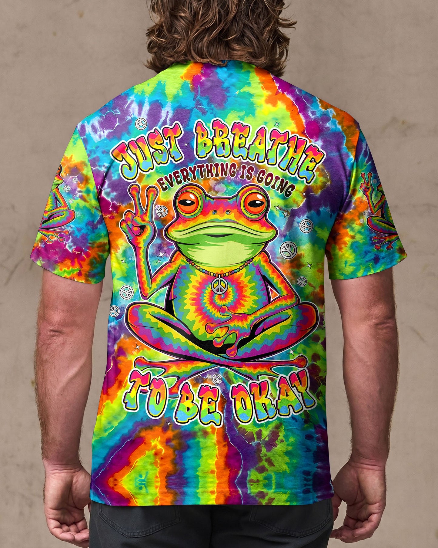 JUST BREATHE COLORFUL FROG ALL OVER PRINT - TYPQ2906261
