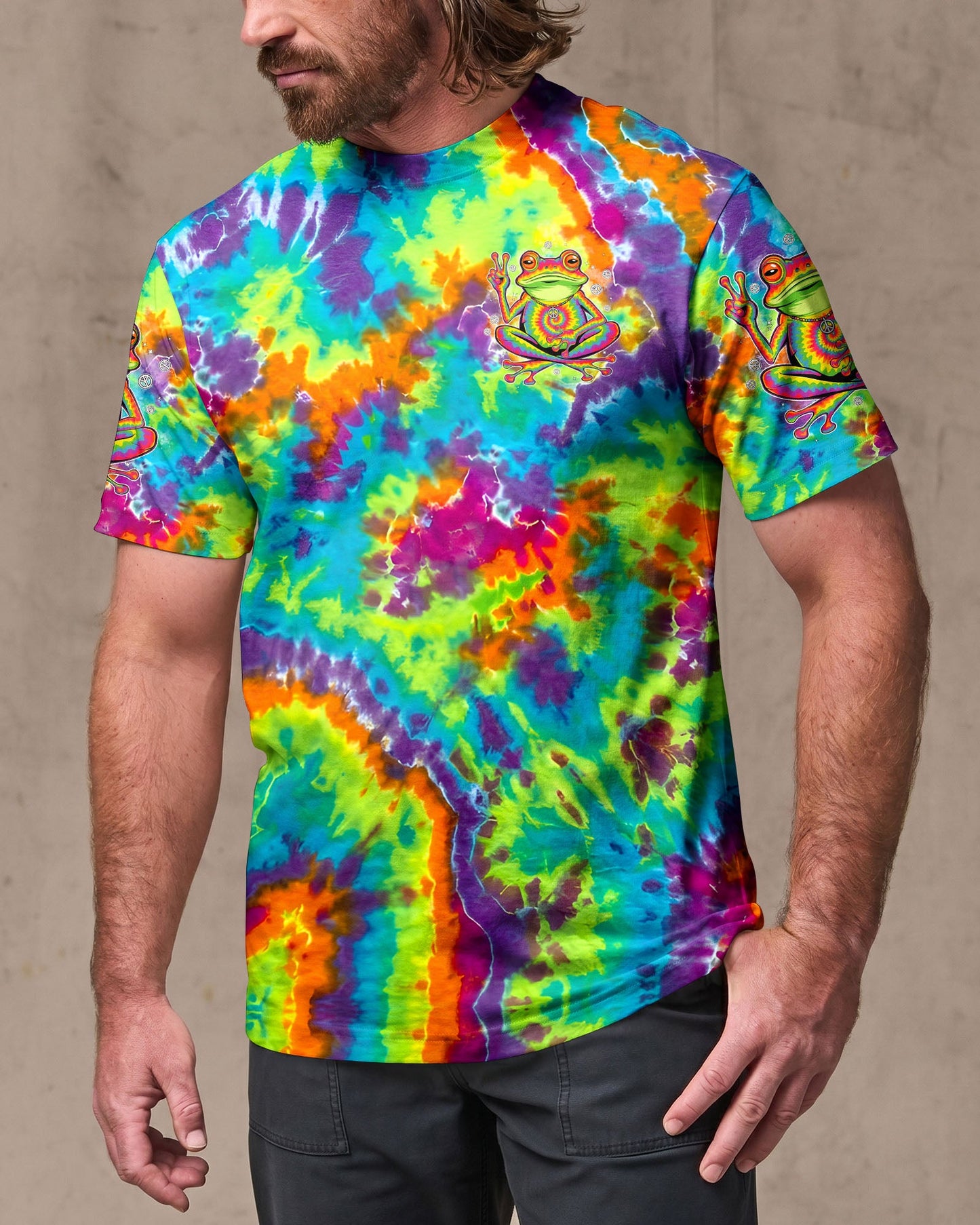 JUST BREATHE COLORFUL FROG ALL OVER PRINT - TYPQ2906261