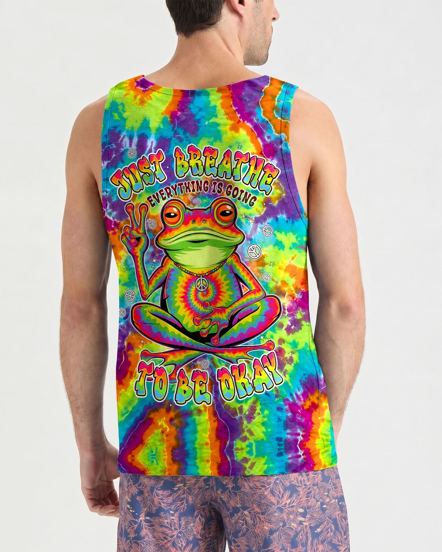 JUST BREATHE COLORFUL FROG ALL OVER PRINT - TYPQ2906261