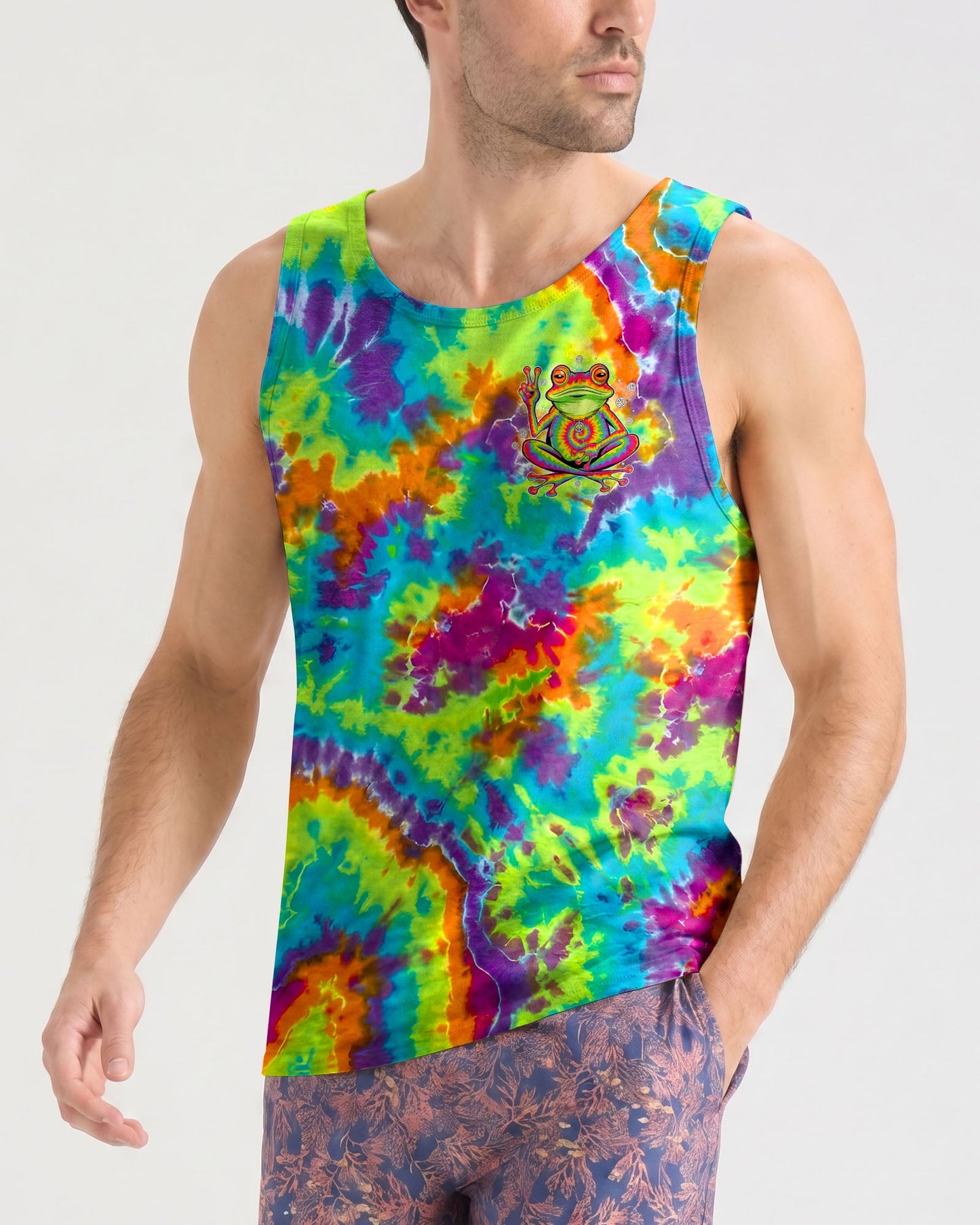 JUST BREATHE COLORFUL FROG ALL OVER PRINT - TYPQ2906261