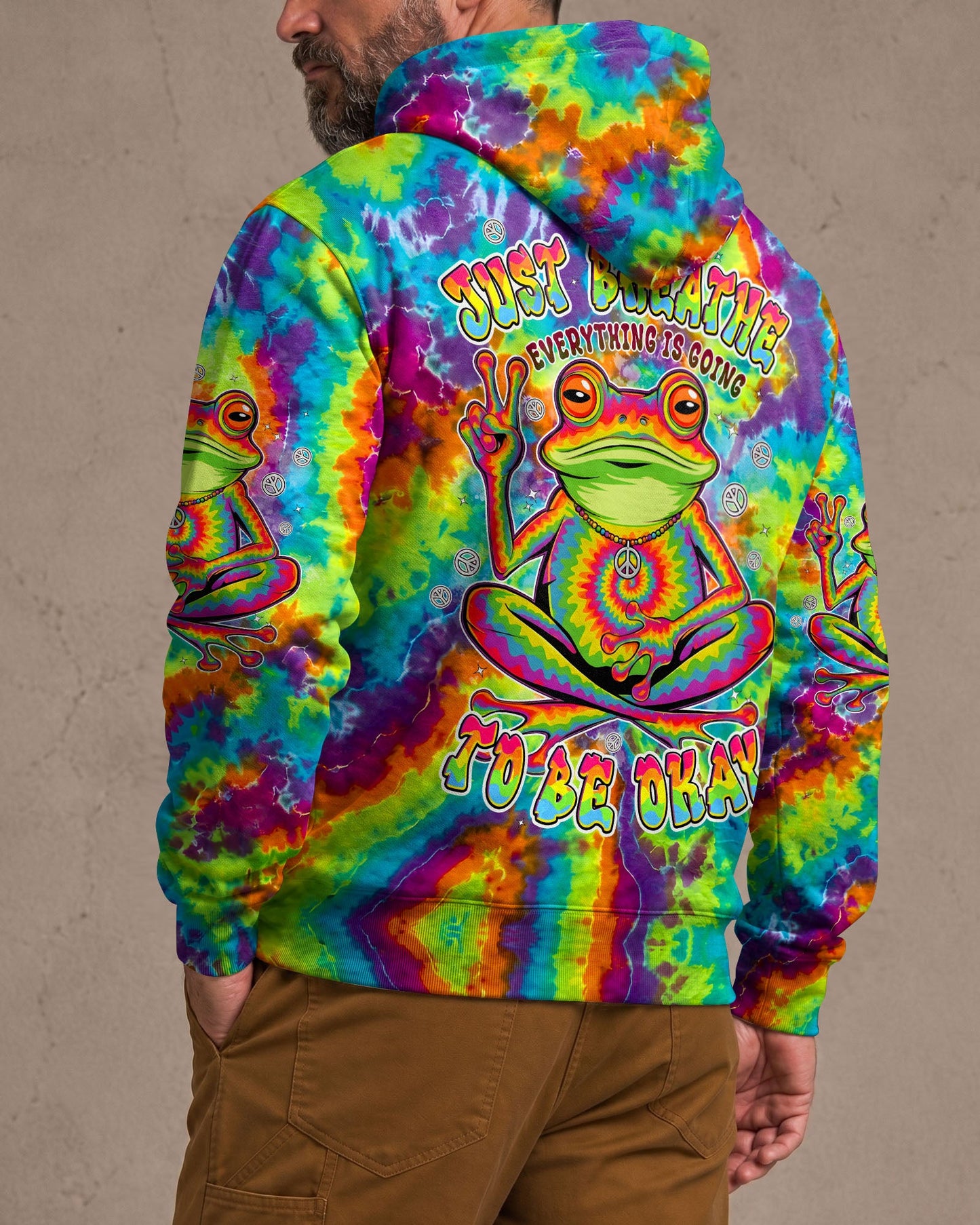 JUST BREATHE COLORFUL FROG ALL OVER PRINT - TYPQ2906261