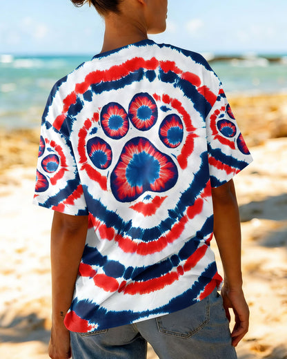 HEART PAW RED WHITE AND BLUE ALL OVER PRINT - TYQY02042531