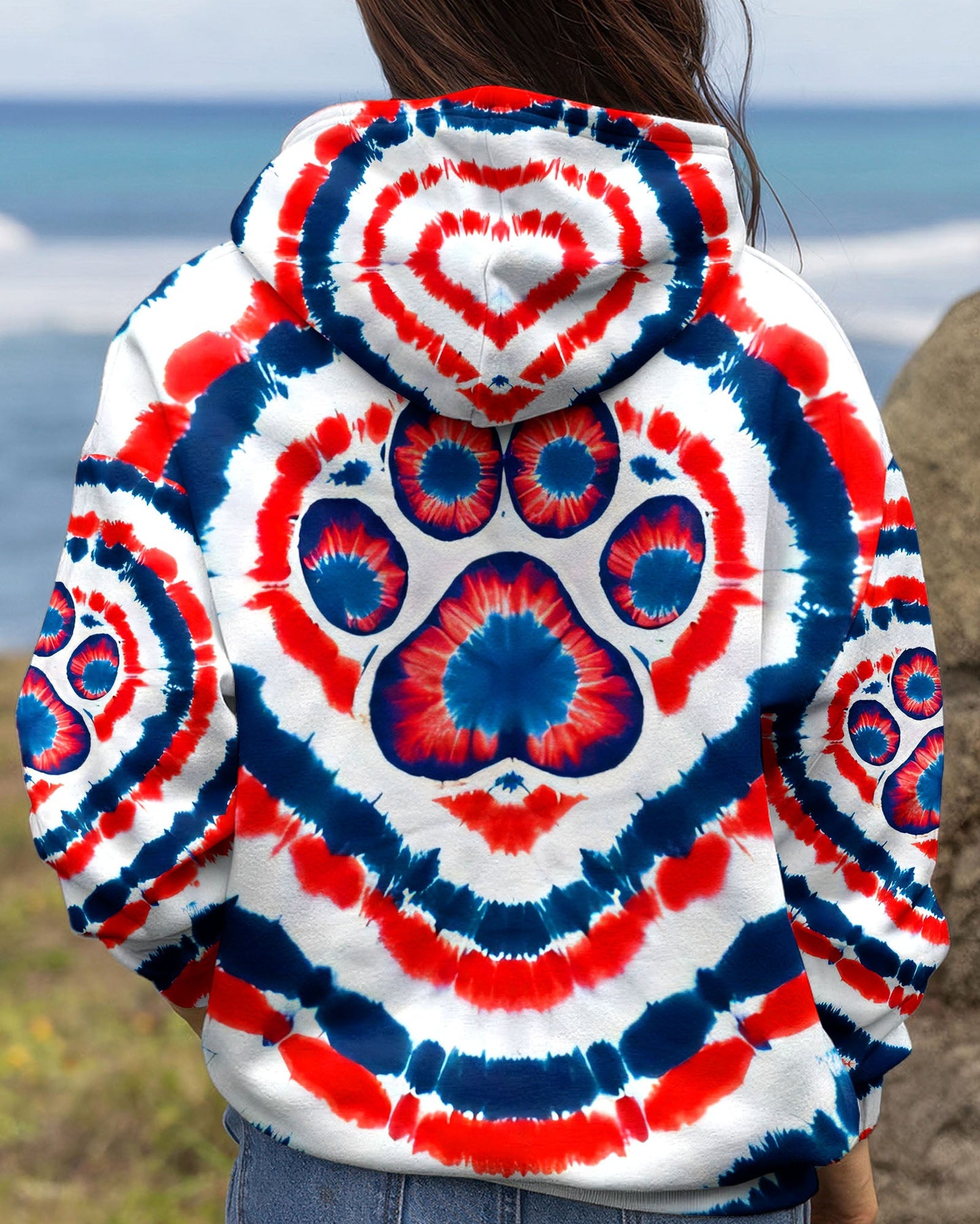 HEART PAW RED WHITE AND BLUE ALL OVER PRINT - TYQY02042531