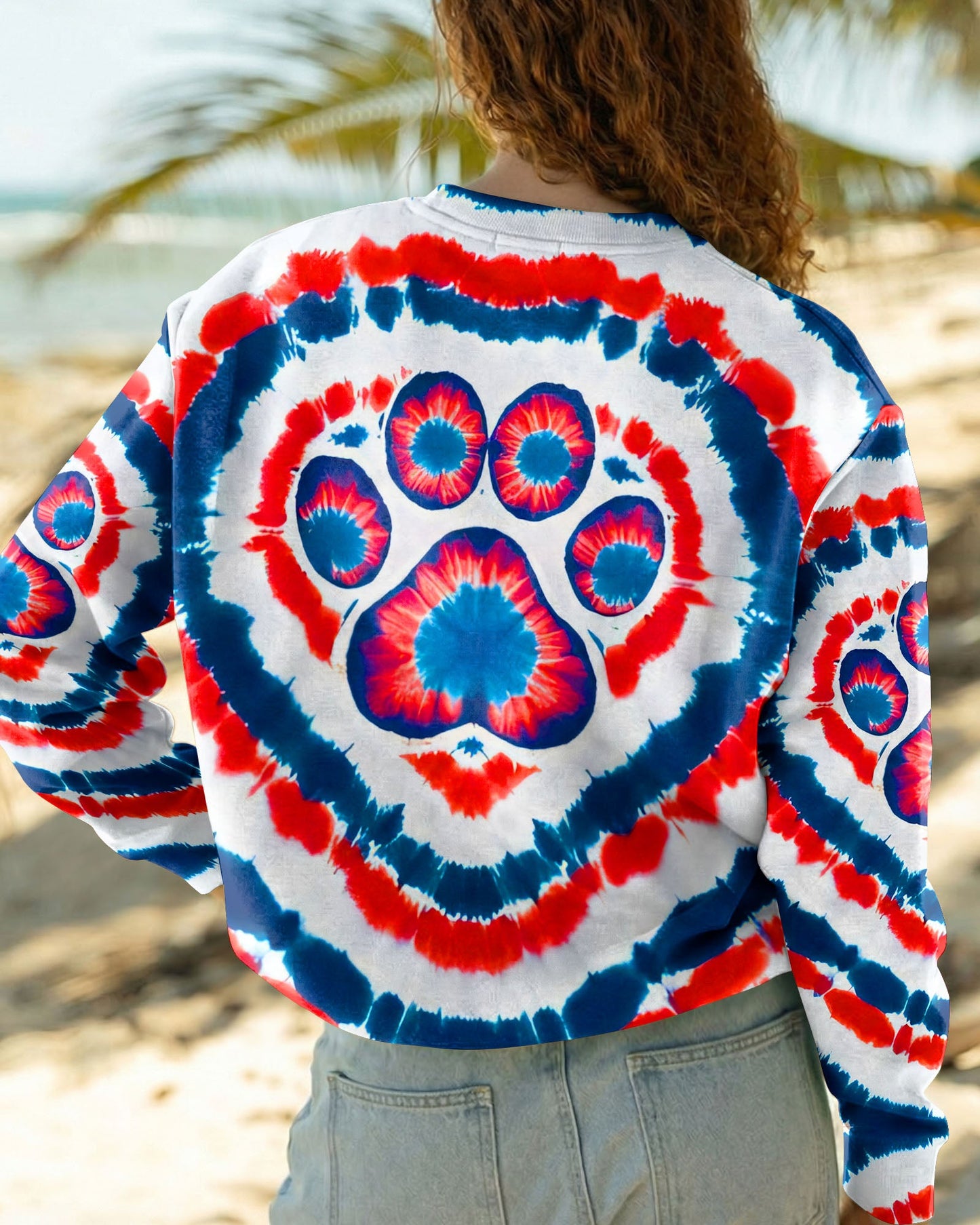 HEART PAW RED WHITE AND BLUE ALL OVER PRINT - TYQY02042531
