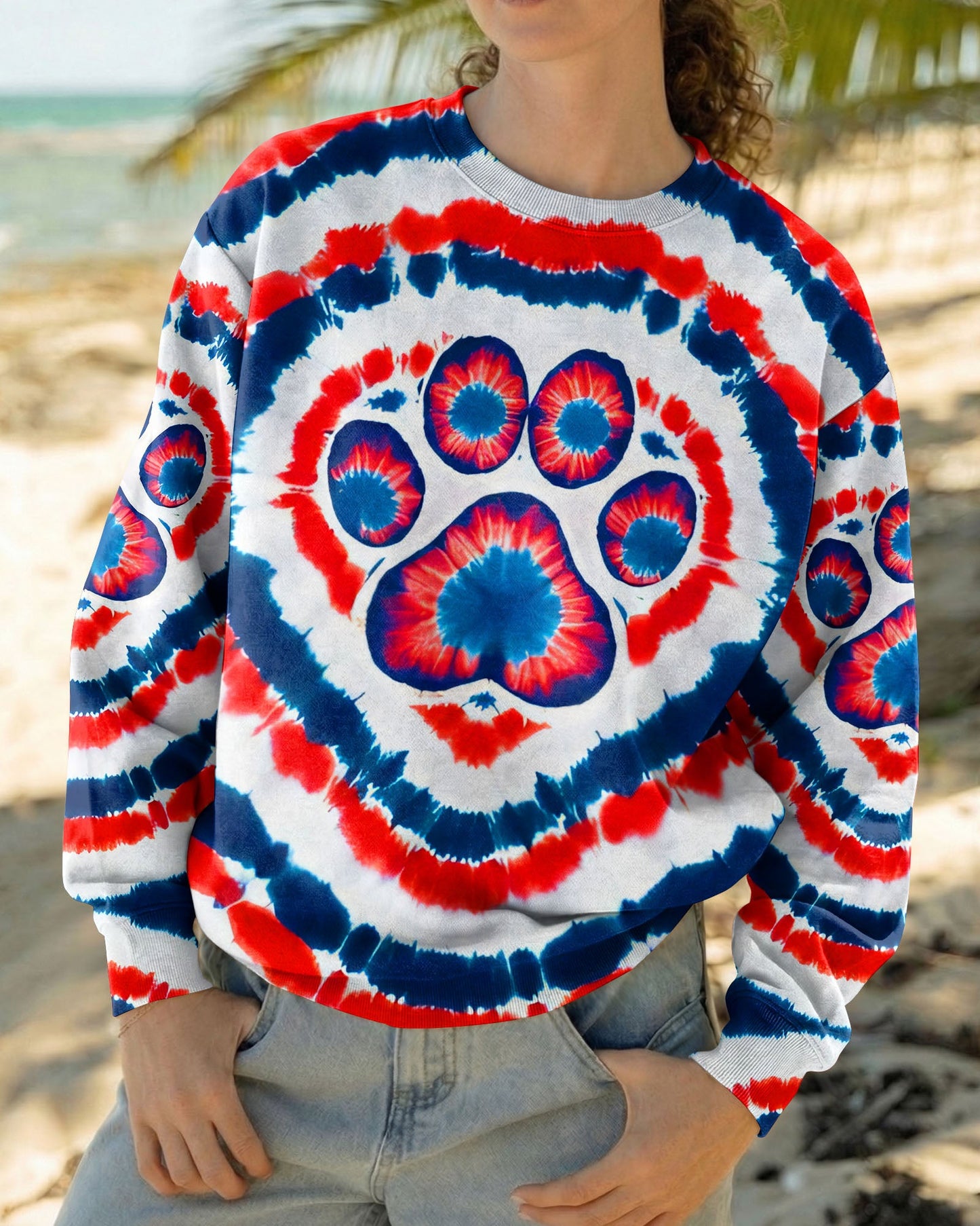 HEART PAW RED WHITE AND BLUE ALL OVER PRINT - TYQY02042531