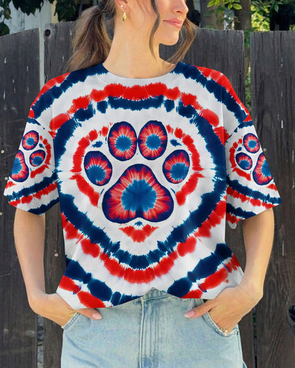 HEART PAW RED WHITE AND BLUE ALL OVER PRINT - TYQY02042531