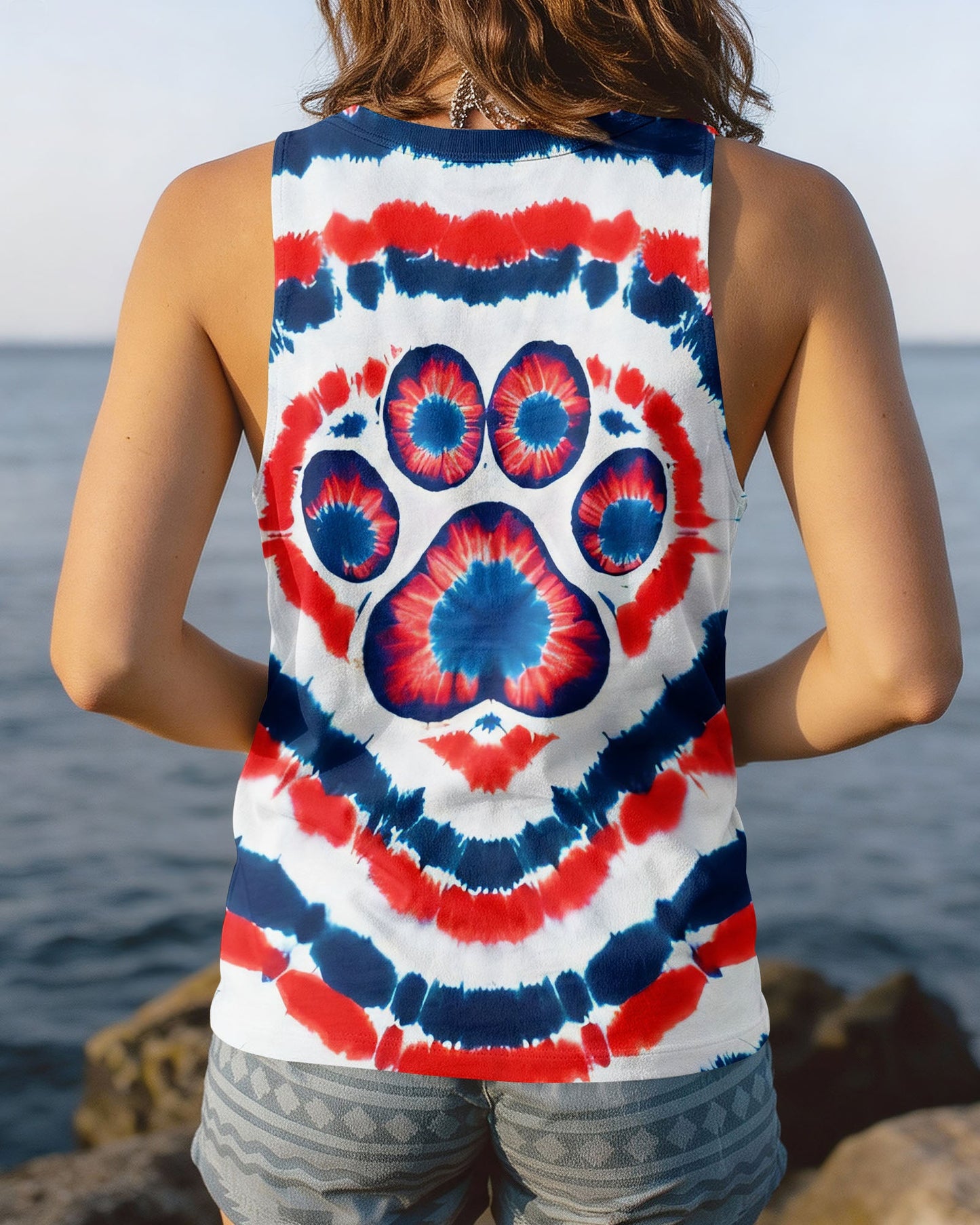 HEART PAW RED WHITE AND BLUE ALL OVER PRINT - TYQY02042531