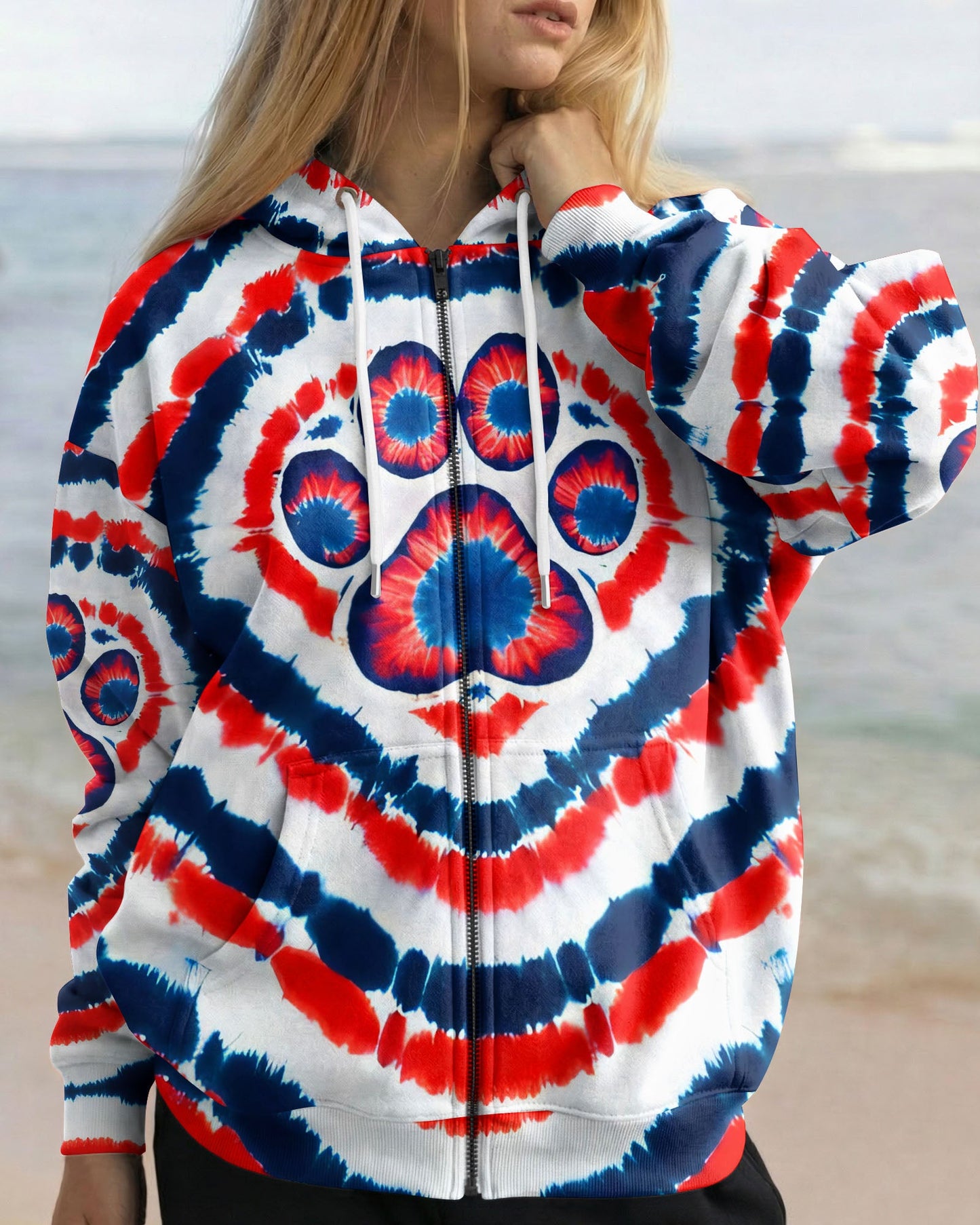 HEART PAW RED WHITE AND BLUE ALL OVER PRINT - TYQY02042531
