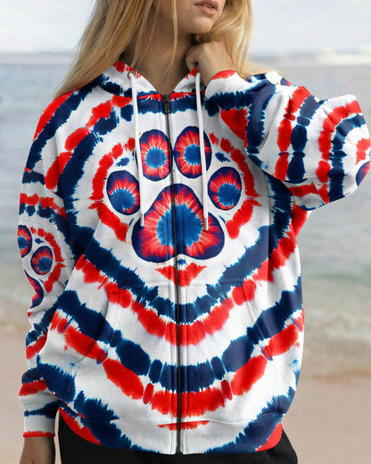 HEART PAW RED WHITE AND BLUE ALL OVER PRINT - TYQY02042531