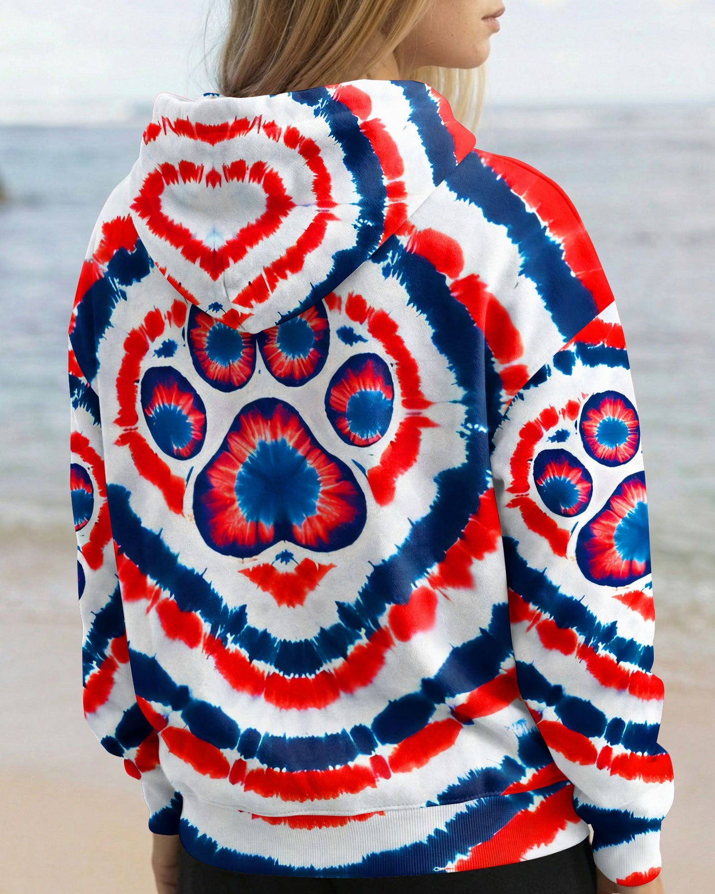 HEART PAW RED WHITE AND BLUE ALL OVER PRINT - TYQY02042531