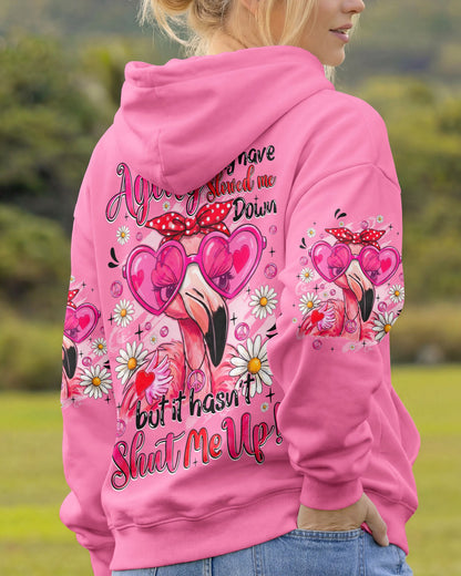 AGING MAY HAVE SLOWED ME DOWN FLAMINGO ALL OVER PRINT - TYQY0207261
