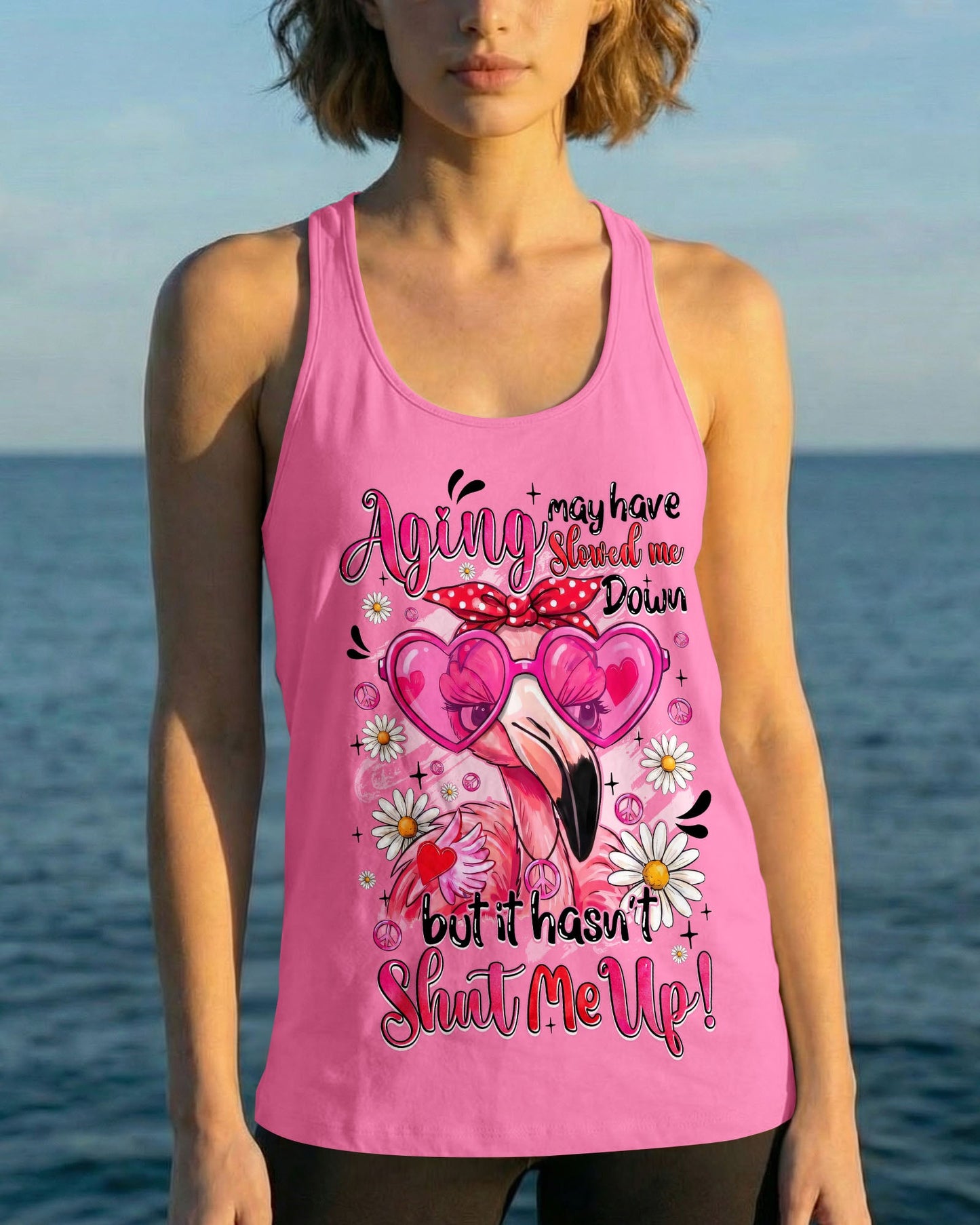AGING MAY HAVE SLOWED ME DOWN FLAMINGO ALL OVER PRINT - TYQY0207261