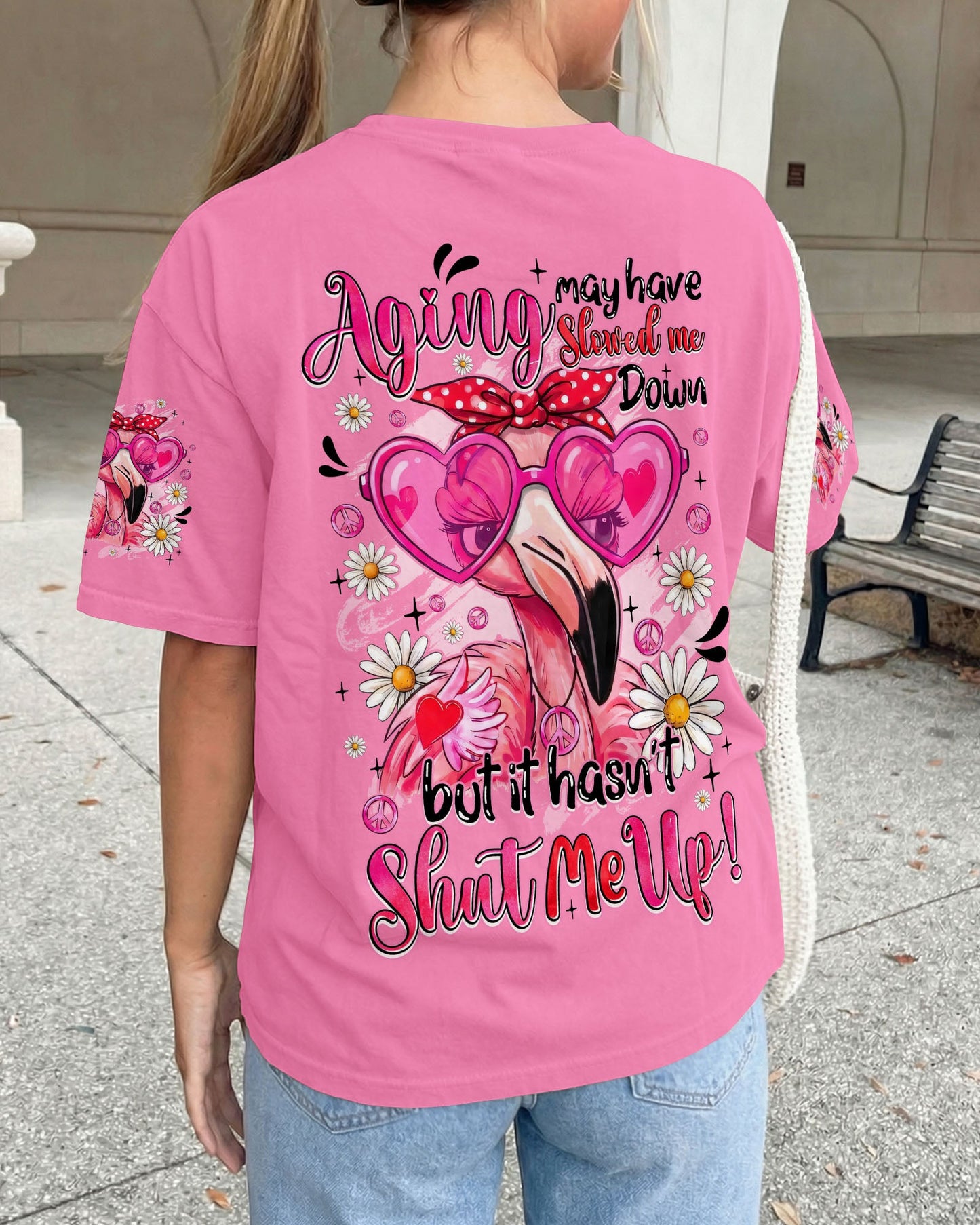 AGING MAY HAVE SLOWED ME DOWN FLAMINGO ALL OVER PRINT - TYQY0207261