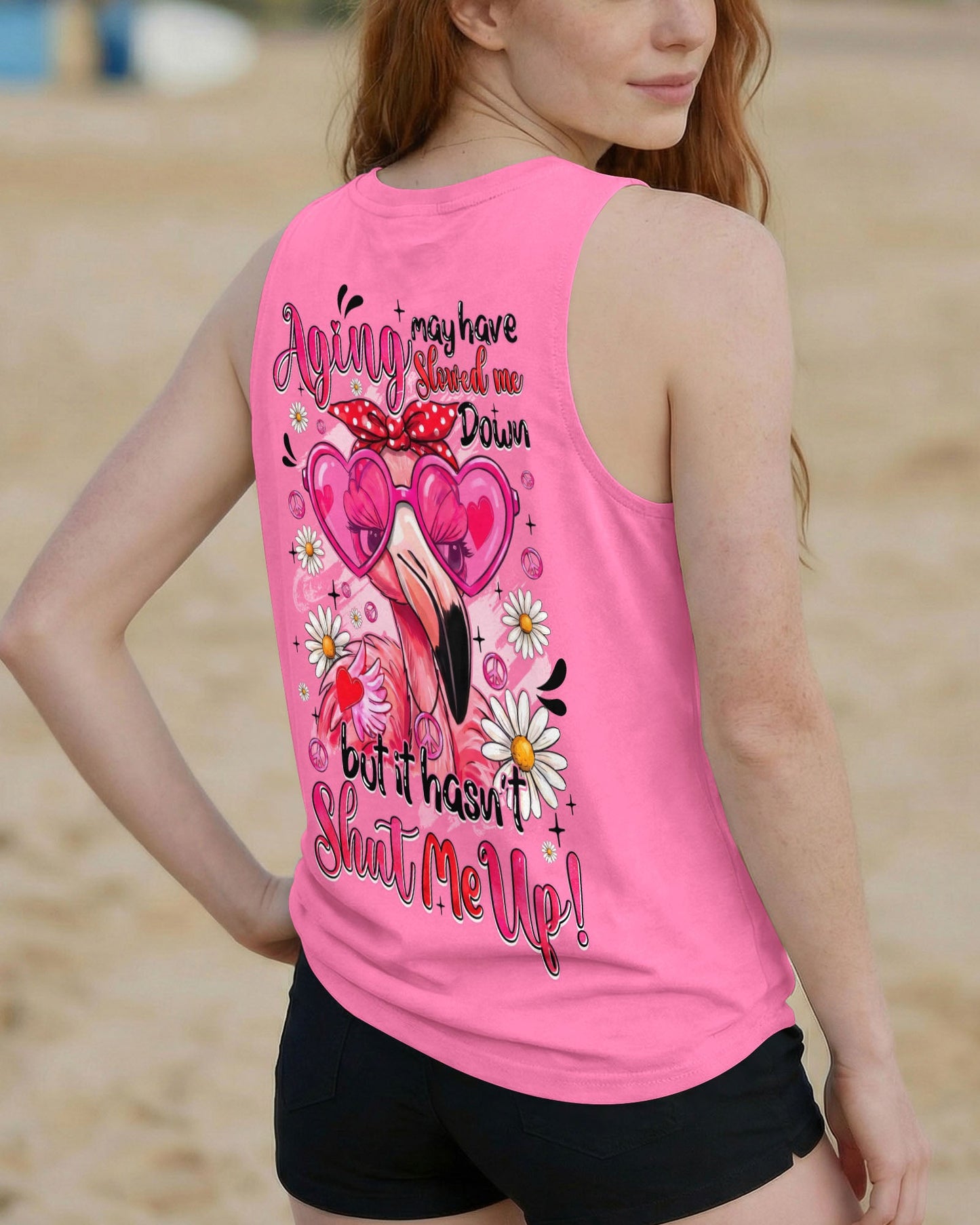 AGING MAY HAVE SLOWED ME DOWN FLAMINGO ALL OVER PRINT - TYQY0207261