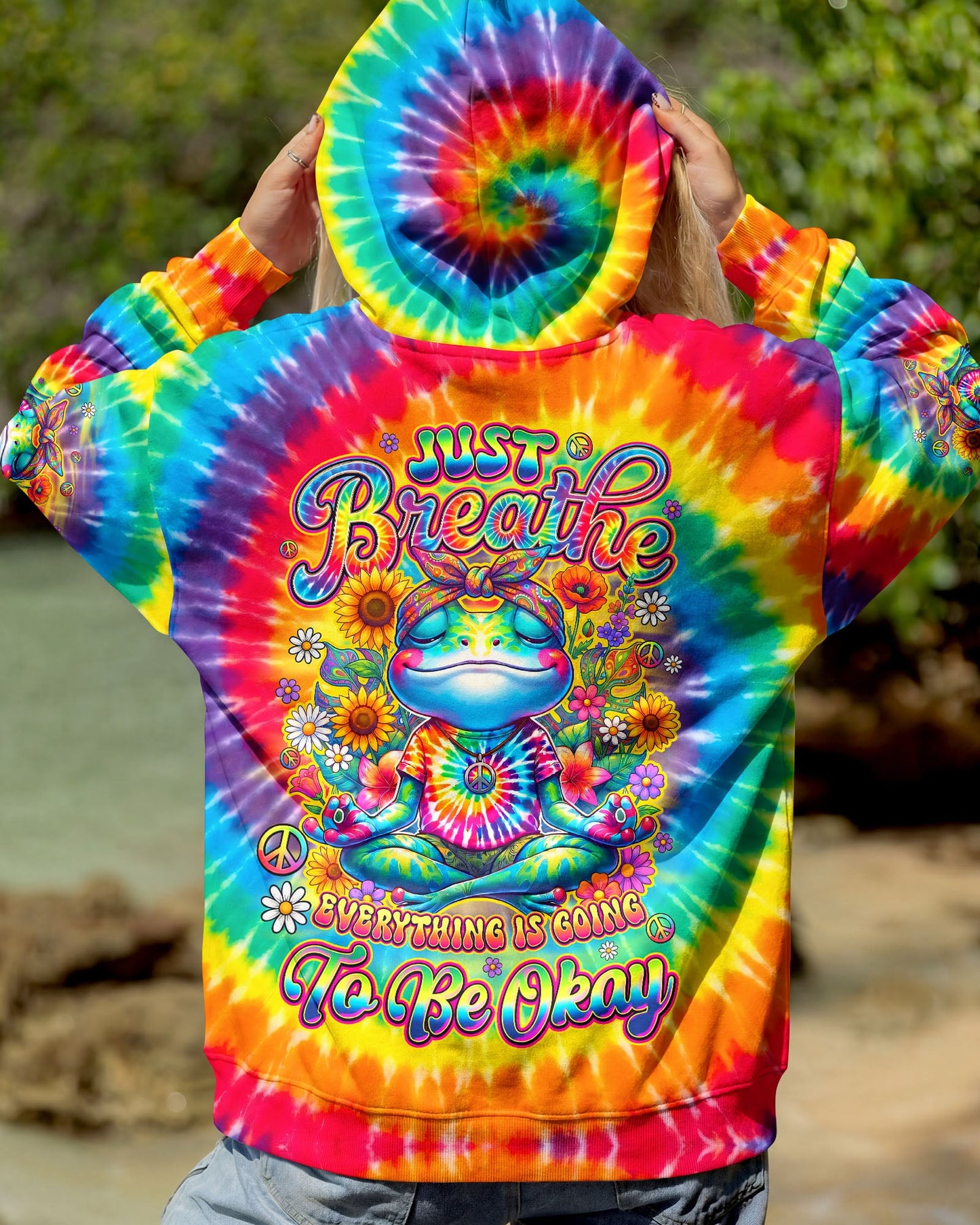 JUST BREATHE FROG COLORFUL ALL OVER PRINT - TYQY0705261