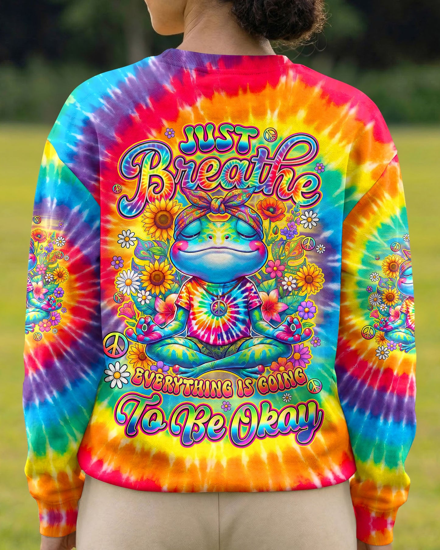 JUST BREATHE FROG COLORFUL ALL OVER PRINT - TYQY0705261
