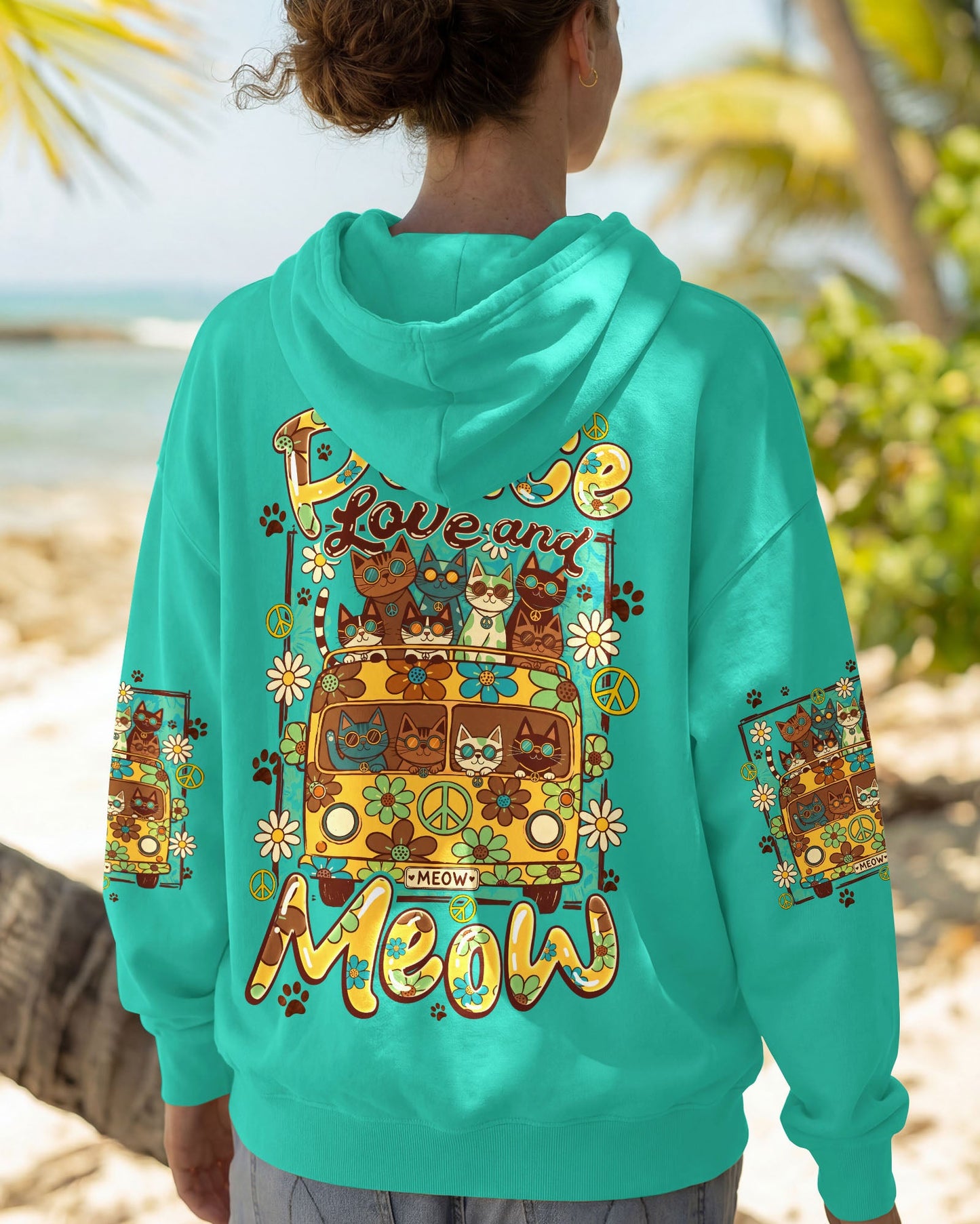 PEACE LOVE AND MEOW ALL OVER PRINT - TYQY0707263