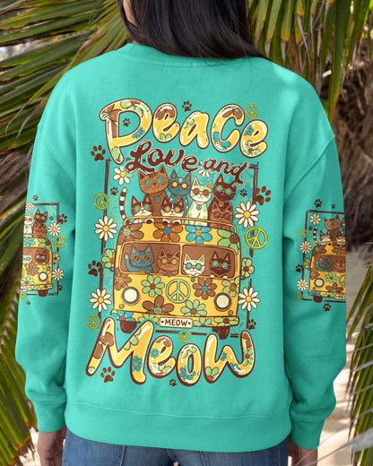 PEACE LOVE AND MEOW ALL OVER PRINT - TYQY0707263