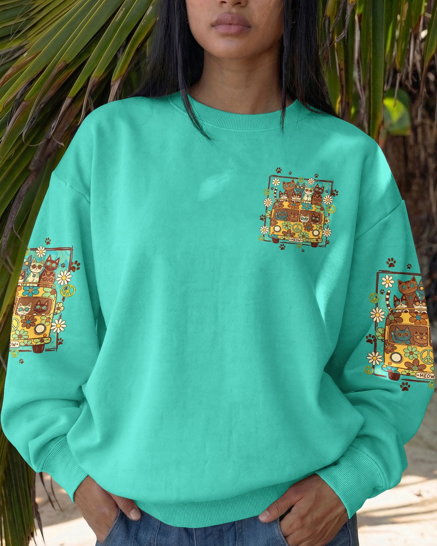 PEACE LOVE AND MEOW ALL OVER PRINT - TYQY0707263