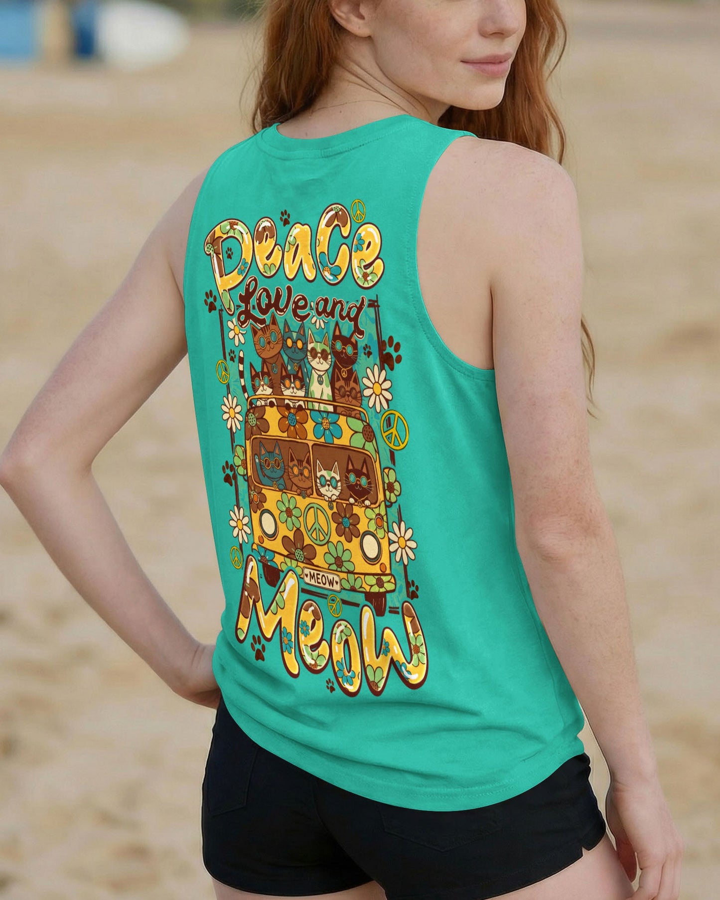 PEACE LOVE AND MEOW ALL OVER PRINT - TYQY0707263