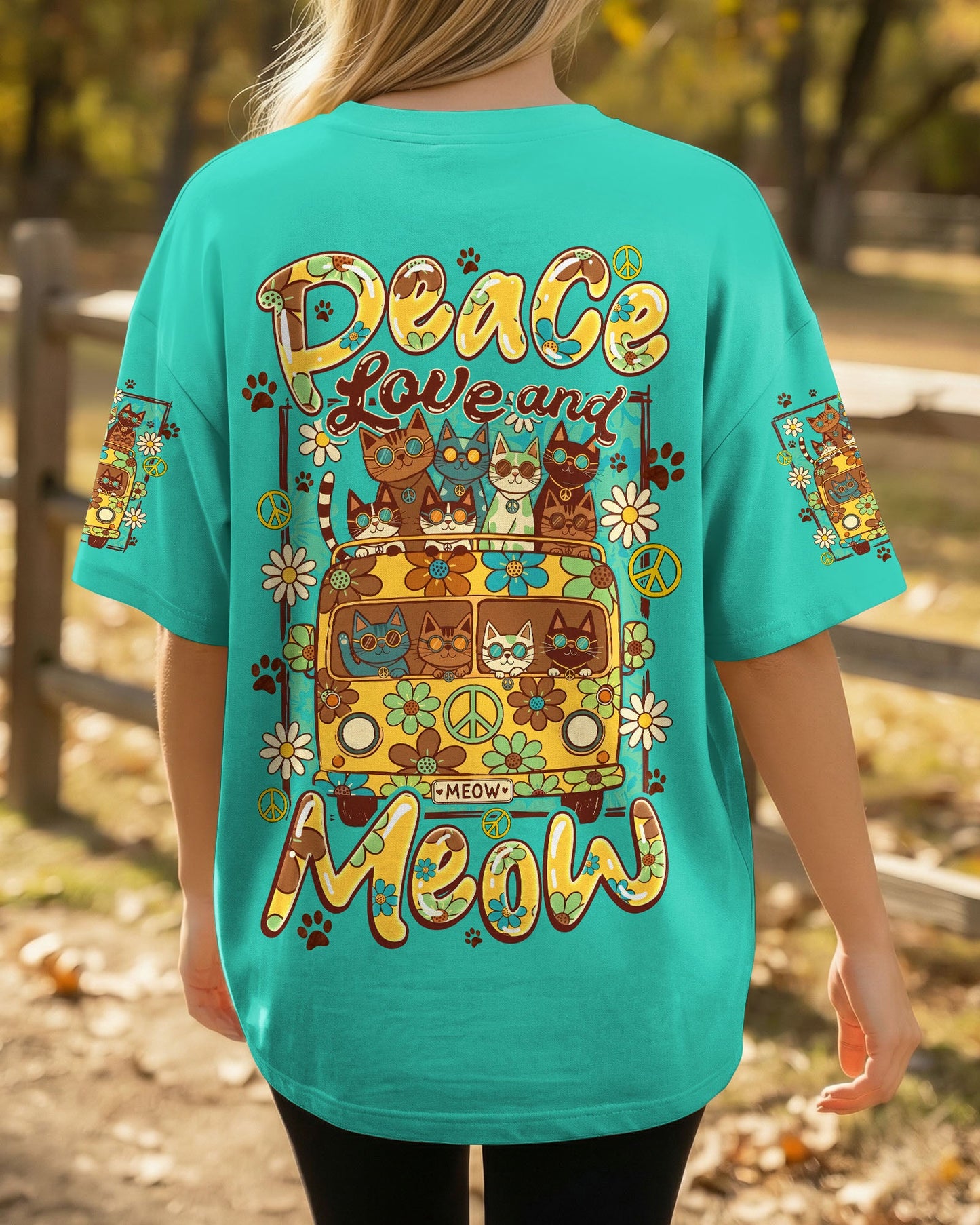 PEACE LOVE AND MEOW ALL OVER PRINT - TYQY0707263