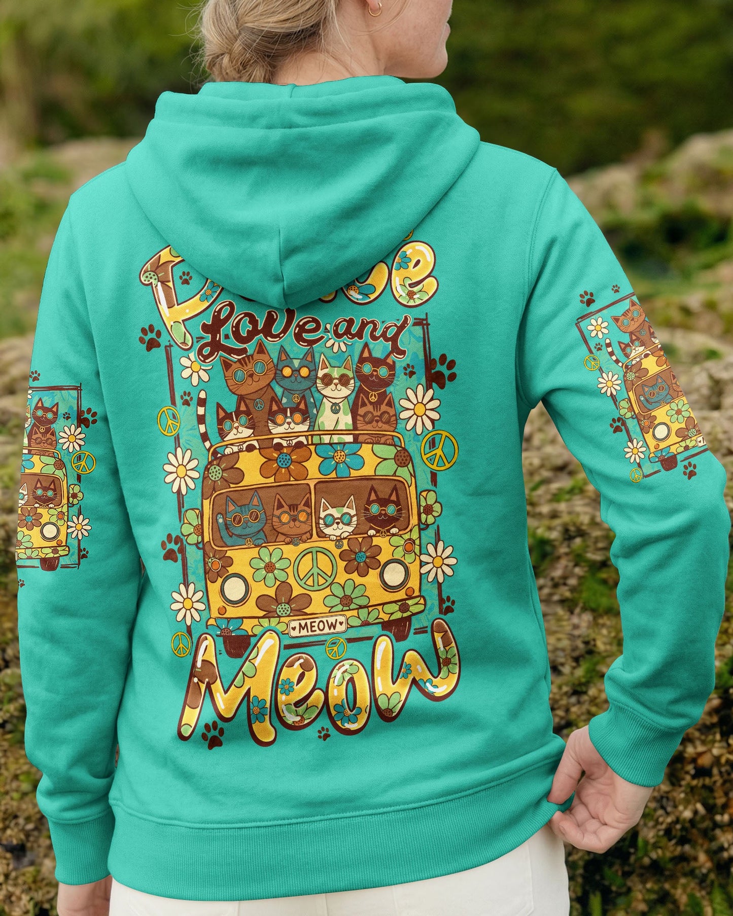 PEACE LOVE AND MEOW ALL OVER PRINT - TYQY0707263