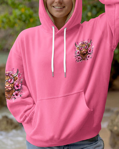 IN OCTOBER WE WEAR PINK BREAST CANCER AWARENESS HIGHLAND COW ALL OVER PRINT - TYQY1507261