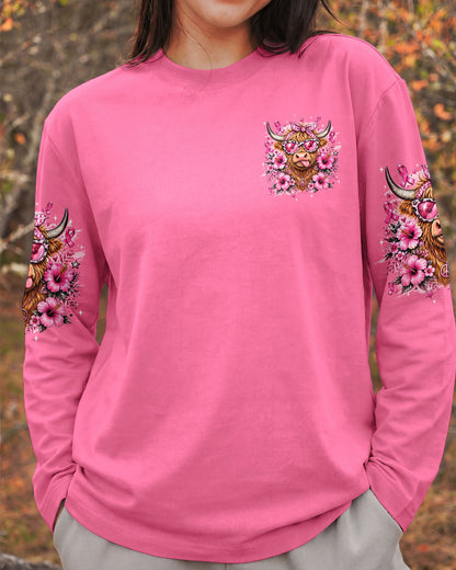 IN OCTOBER WE WEAR PINK BREAST CANCER AWARENESS HIGHLAND COW ALL OVER PRINT - TYQY1507261
