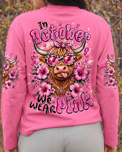 IN OCTOBER WE WEAR PINK BREAST CANCER AWARENESS HIGHLAND COW ALL OVER PRINT - TYQY1507261