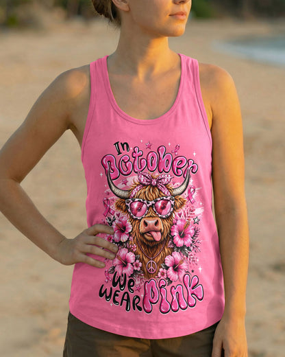 IN OCTOBER WE WEAR PINK BREAST CANCER AWARENESS HIGHLAND COW ALL OVER PRINT - TYQY1507261