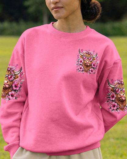 IN OCTOBER WE WEAR PINK BREAST CANCER AWARENESS HIGHLAND COW ALL OVER PRINT - TYQY1507261