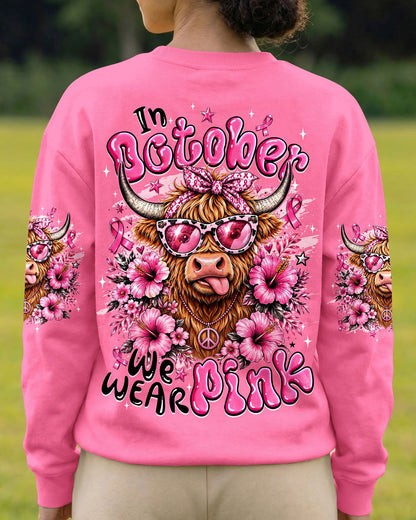 IN OCTOBER WE WEAR PINK BREAST CANCER AWARENESS HIGHLAND COW ALL OVER PRINT - TYQY1507261