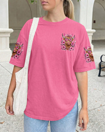 IN OCTOBER WE WEAR PINK BREAST CANCER AWARENESS HIGHLAND COW ALL OVER PRINT - TYQY1507261