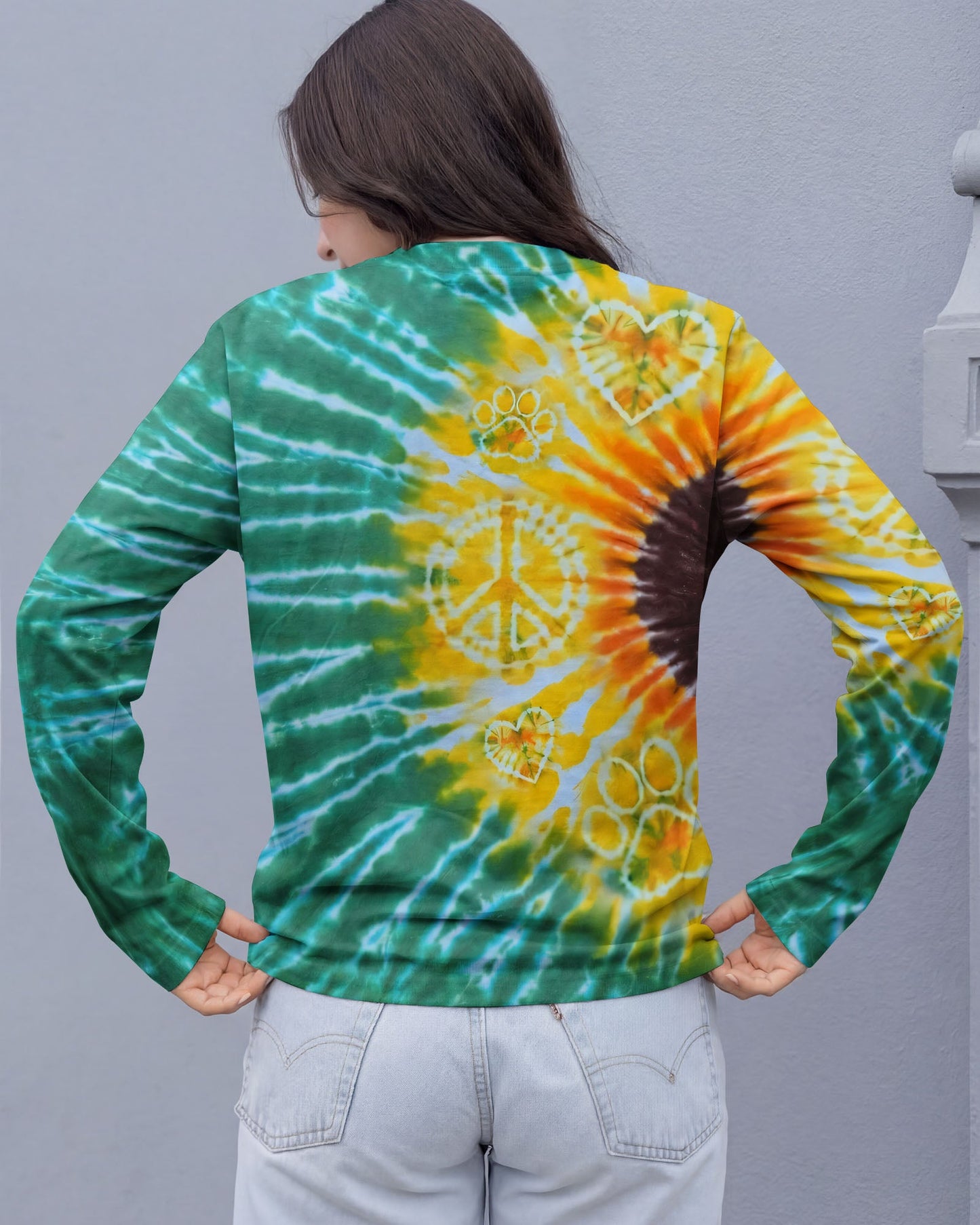 PEACE HEART PAW SUNFLOWER ALL OVER PRINT - TYQY1704263