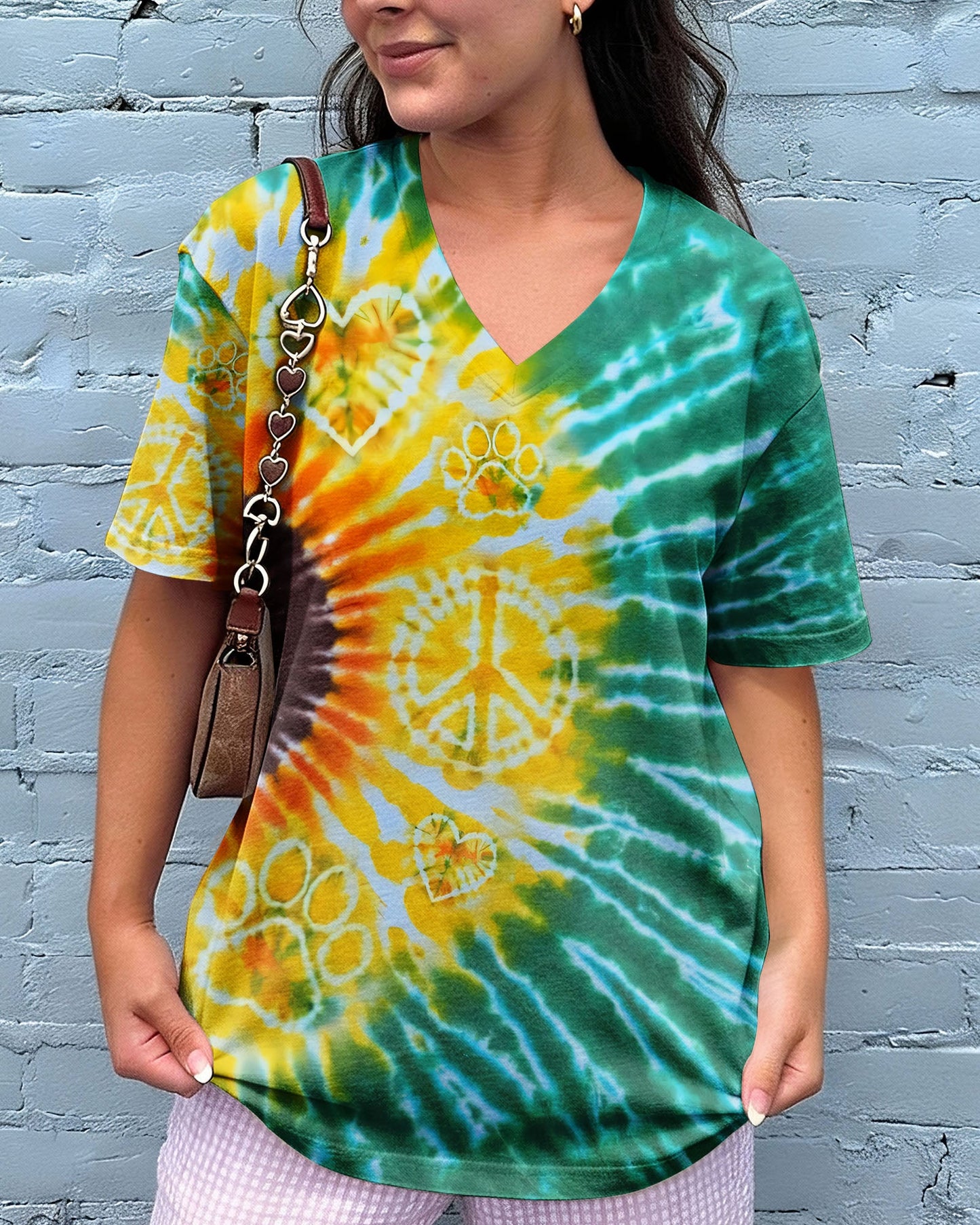 PEACE HEART PAW SUNFLOWER ALL OVER PRINT - TYQY1704263