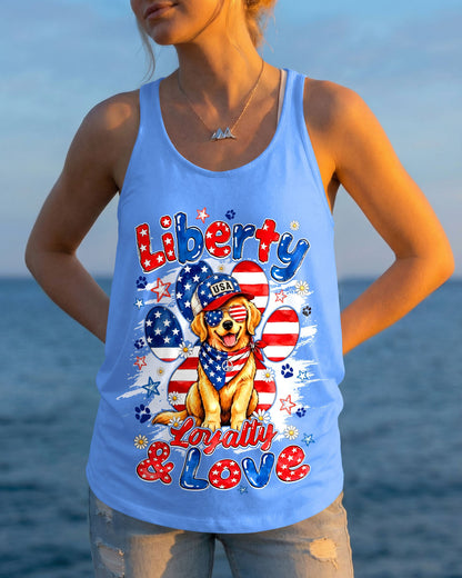 LIBERTY LOYALTY AND LOVE GOLDEN RETRIEVER DOG ALL OVER PRINT - TYQY2205262