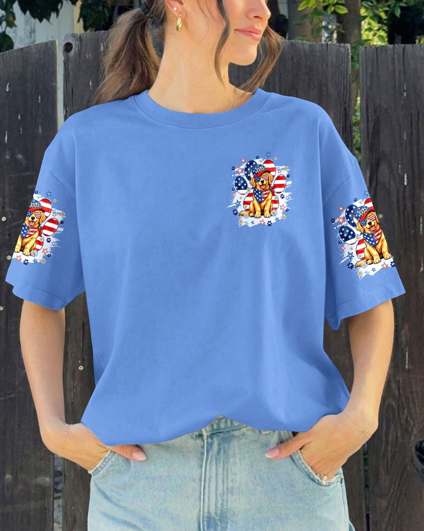 LIBERTY LOYALTY AND LOVE GOLDEN RETRIEVER DOG ALL OVER PRINT - TYQY2205262
