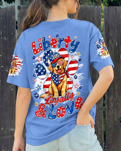 LIBERTY LOYALTY AND LOVE GOLDEN RETRIEVER DOG ALL OVER PRINT - TYQY2205262