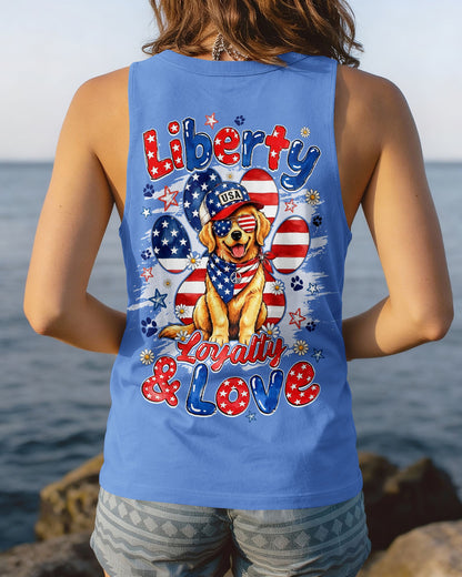 LIBERTY LOYALTY AND LOVE GOLDEN RETRIEVER DOG ALL OVER PRINT - TYQY2205262