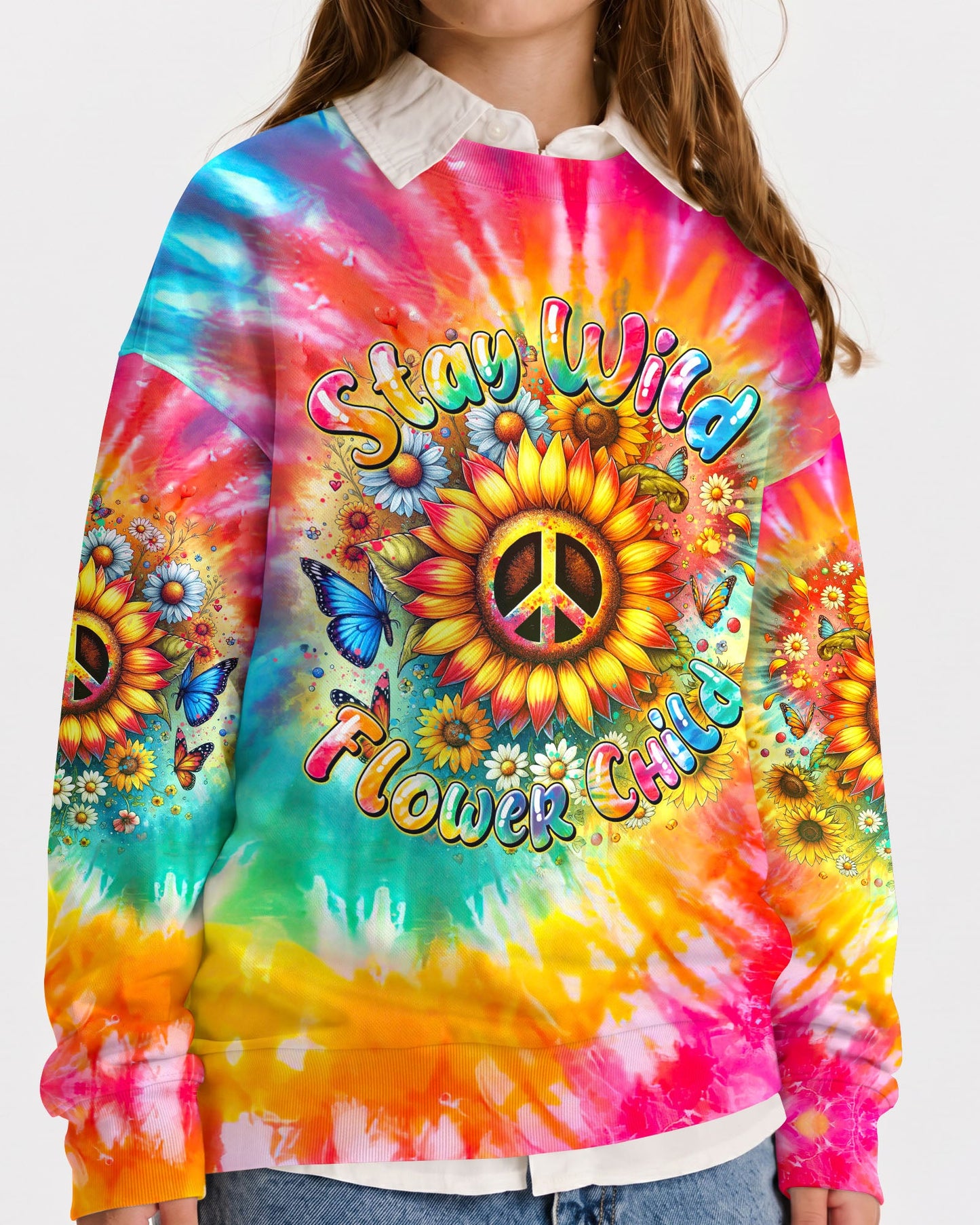 STAY WILD FLOWER CHILD TIE DYE KIDS ALL OVER PRINT - TYTM1912232