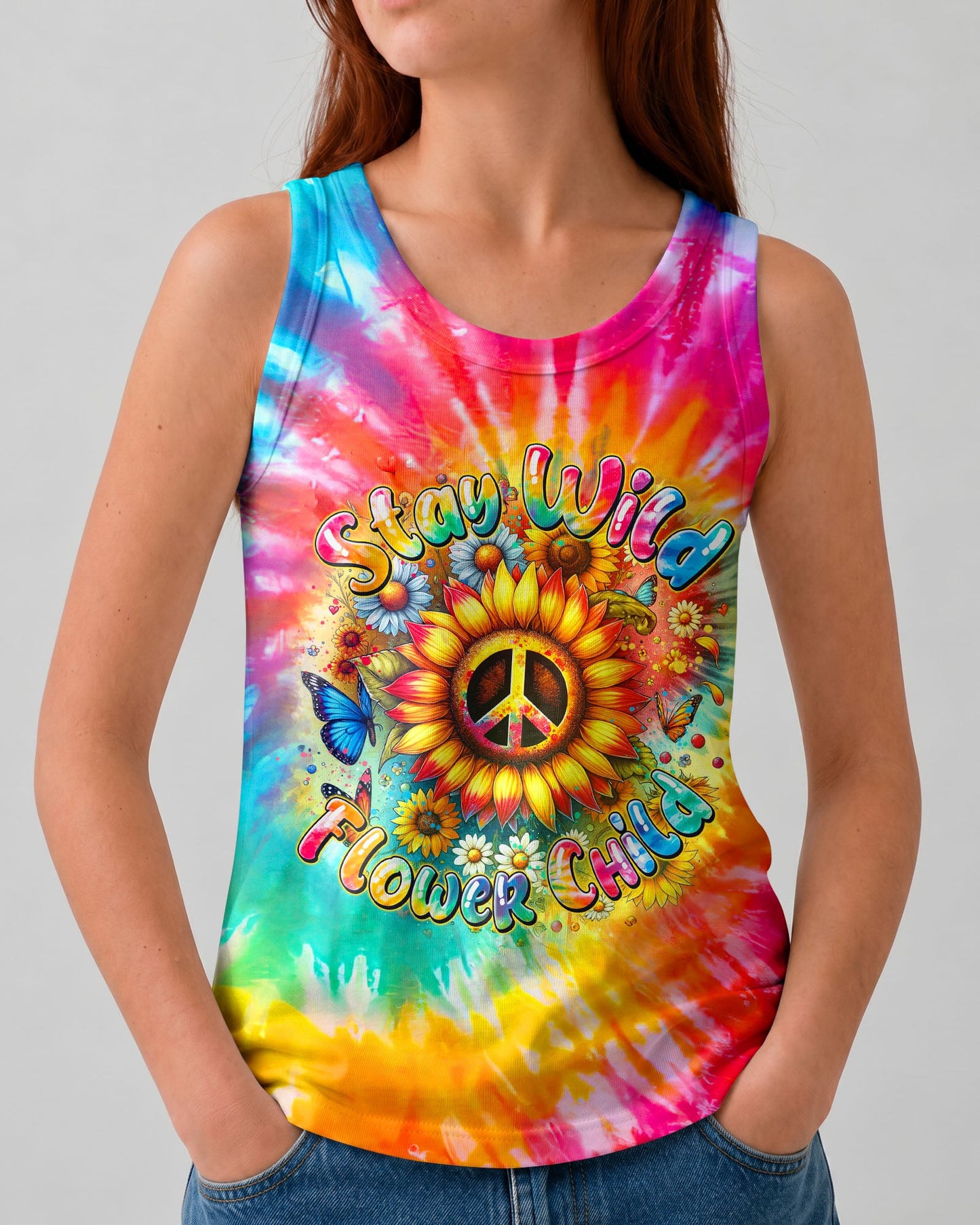 STAY WILD FLOWER CHILD TIE DYE KIDS ALL OVER PRINT - TYTM1912232