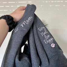 Load image into Gallery viewer, Personalized Pet Dog Cat Mom Embroidered Sweatshirt With Pet Names
